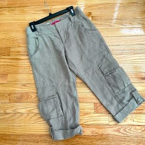 Alice Olivia Linen Cropped Utility Pants Cargo